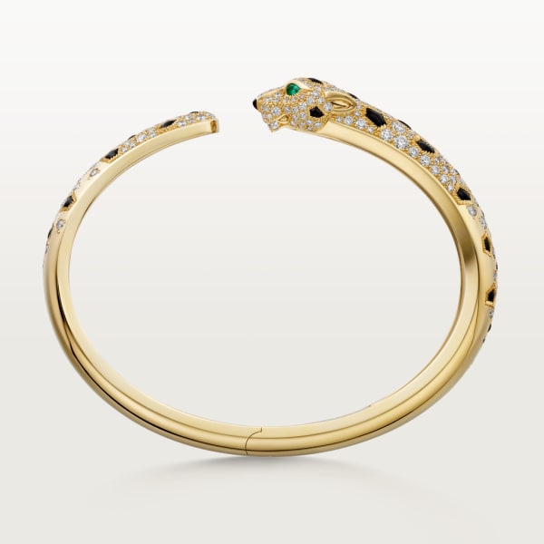 Panthère de Cartier bracelet, medium model, semi-paved Yellow gold, emeralds, onyx, diamonds