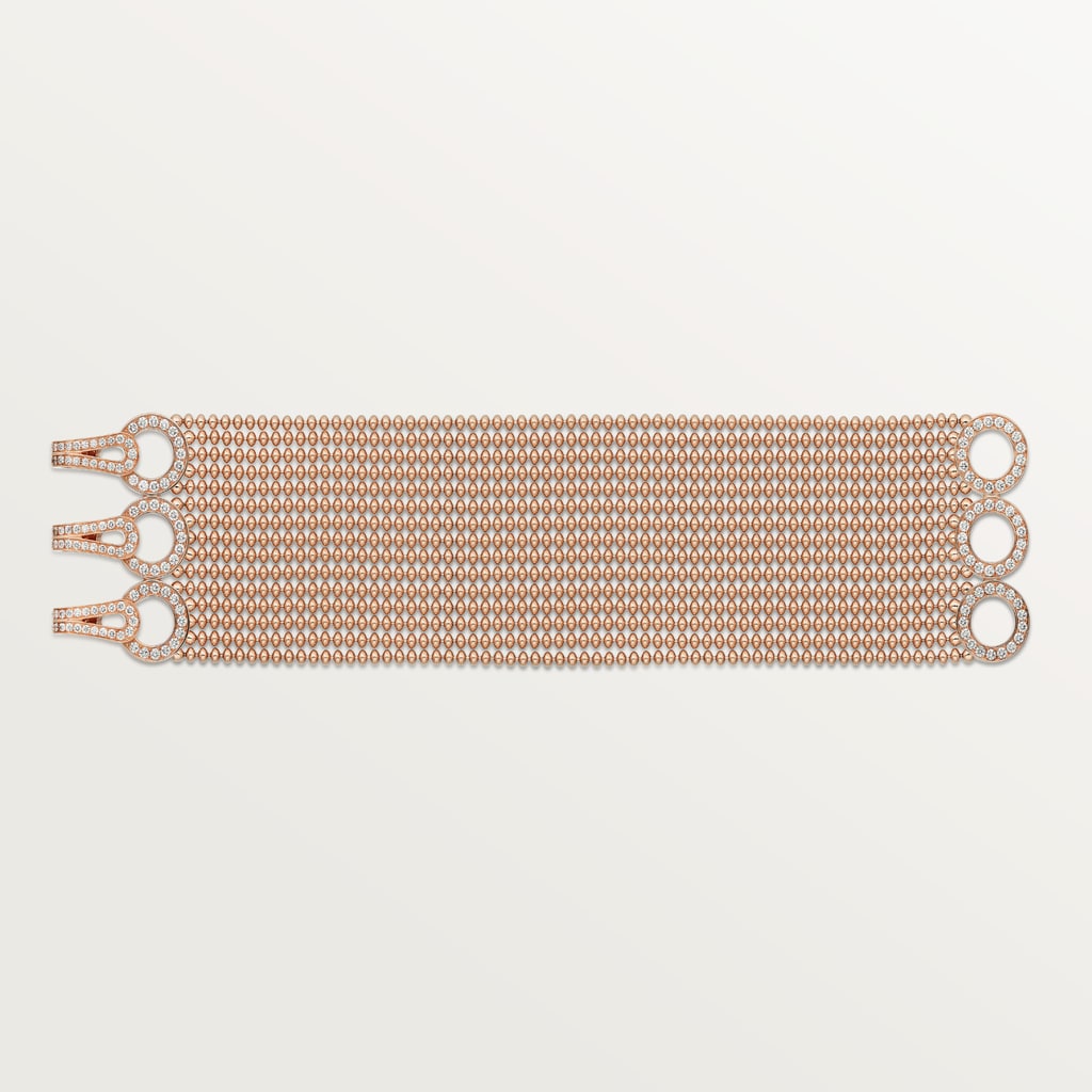 Agrafe bracelet, medium model, semi-pavedRose gold, diamonds