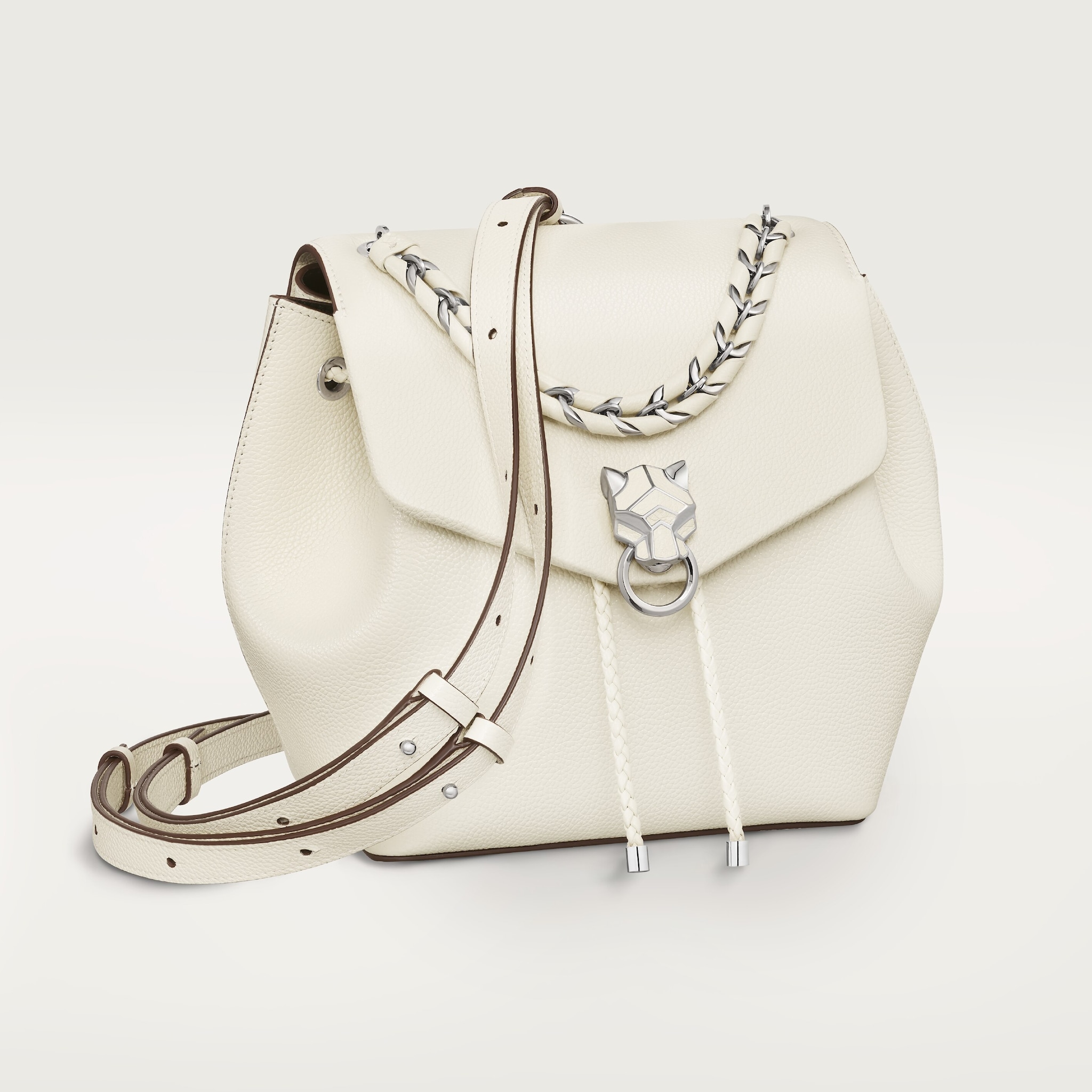 Backpack, Panthère Graphique de CartierSalt white grained calfskin, palladium finish