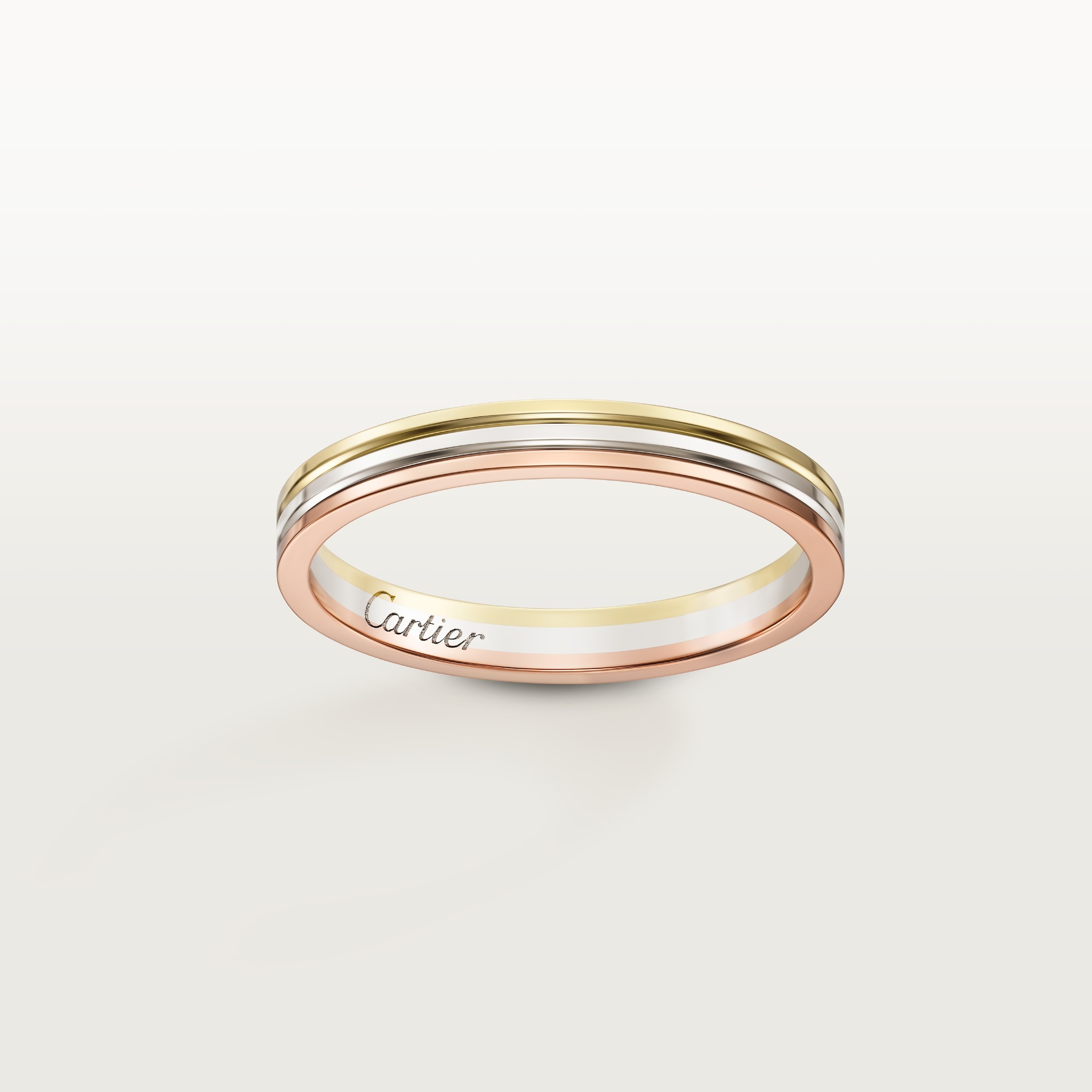 Vendome Louis Cartier wedding ring, width 2.5 mmWhite gold, rose gold, yellow gold